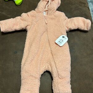 Cozy Peach Sherpa Baby Footie